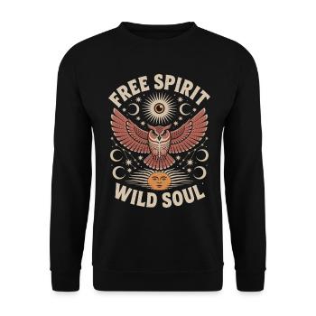 Hibou volant Free Spirit Wild Soul Chemise - Sweat-shirt Unisexe - noir - Devant - Alina (178cm) & Michal (187cm)