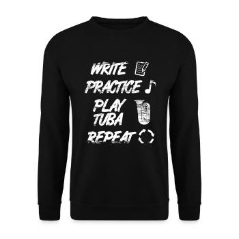 Writing Practice Playing the Tuba Repeat - Unisex Sweatshirt - black - Front - Alina (178cm) & Michal (187cm)