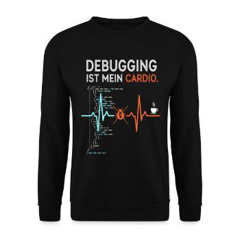 Debugging is my cardio - computer nerd - Unisex Sweatshirt - black - Front - Alina (178cm) & Michal (187cm)