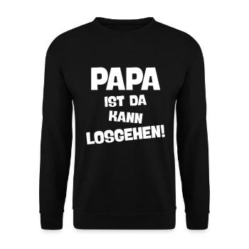 Papa Ist Da Spruch Design - Unisex Pullover - Schwarz - Vorne - Alina (178cm) & Michal (187cm)