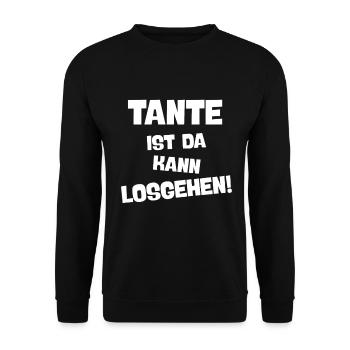 TANTE IST DA KANN LOSGEHEN die coole Tante - Unisex Pullover - Schwarz - Vorne - Alina (178cm) & Michal (187cm)