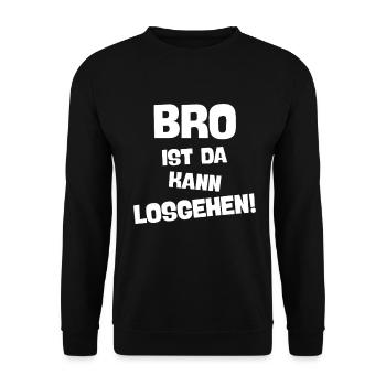 BRO IST DA KANN LOSGEHEN beste brüder Geschenkidee - Unisex Pullover - Schwarz - Vorne - Alina (178cm) & Michal (187cm)