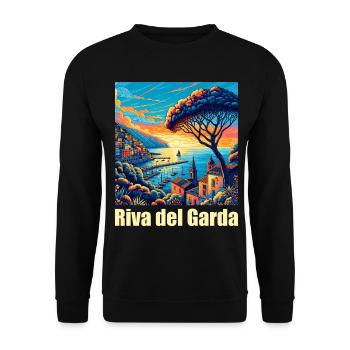 Riva del Garda Gardasee  - Unisex Pullover - Schwarz - Vorne - Alina (178cm) & Michal (187cm)