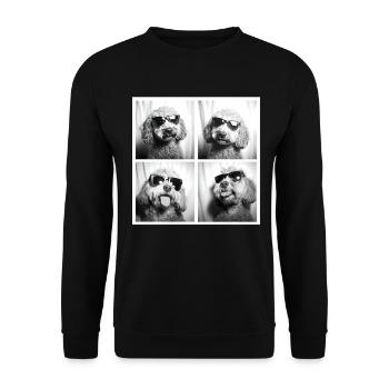 Dog Photobooth – Cool Pup in Sunglasses Tee - Unisex Sweatshirt - black - Front - Alina (178cm) & Michal (187cm)