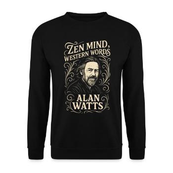 Zen Mind Westliche Worte Kunst - Unisex Pullover - Schwarz - Vorne - Alina (178cm) & Michal (187cm)