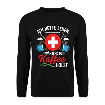 I'LL SAVE LIVES WHILE YOU GET COFFEE - Unisex Sweatshirt - black - Front - Alina (178cm) & Michal (187cm)