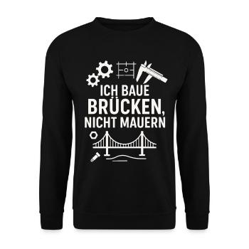 Je construis des ponts, pas des murs !! - Sweat-shirt Unisexe - noir - Devant - Alina (178cm) & Michal (187cm)