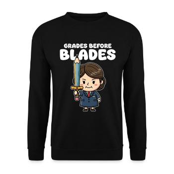 LES NOTES AVANT LES LAMES - CADEAU POUR L’ENSEIGNANT - Sweat-shirt Unisexe - noir - Devant - Alina (178cm) & Michal (187cm)
