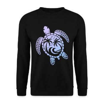 Schildkröten Motiv Wellen Festival Turtle Surfer - Unisex Pullover - Schwarz - Vorne - Alina (178cm) & Michal (187cm)