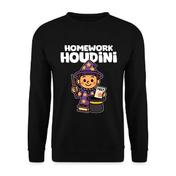 HOMEWORK HOUDINI - TEACHER GIFT - Unisex Sweatshirt - black - Front - Alina (178cm) & Michal (187cm)