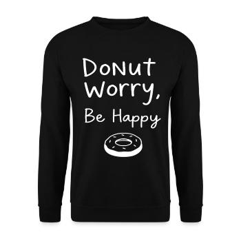 « Donut Worry, Be Happy – minimaliste - Sweat-shirt Unisexe - noir - Devant - Alina (178cm) & Michal (187cm)