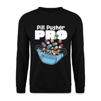 PILL PUSHER PRO - NURSE GIFT - Unisex Sweatshirt - black - Front - Alina (178cm) & Michal (187cm)