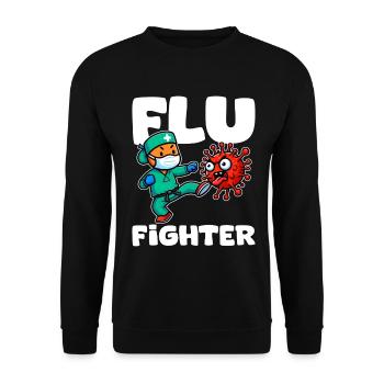 FLU FIGHTER - NURSE GIFT - Unisex Sweatshirt - black - Front - Alina (178cm) & Michal (187cm)