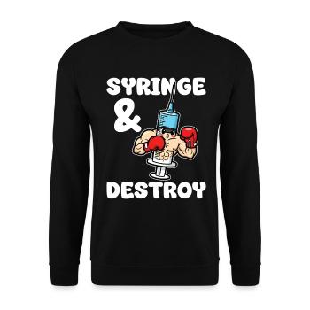 SYRINGE AND DESTROY - NURSE GIFT - Unisex Sweatshirt - black - Front - Alina (178cm) & Michal (187cm)