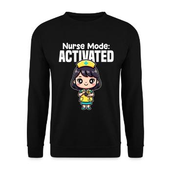 NURSE MODE ACTIVATED - NURSE GIFT - Unisex Sweatshirt - black - Front - Alina (178cm) & Michal (187cm)