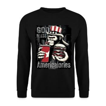 Gorilla mit patriotischen Accessoires T-Shirt - Unisex Pullover - Schwarz - Vorne - Alina (178cm) & Michal (187cm)