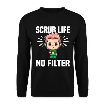 SCRUB LIFE, KEIN FILTER - DOKTOR GESCHENK - Unisex Pullover - Schwarz - Vorne - Alina (178cm) & Michal (187cm)