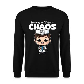 COURIR SUR LE CAFÉ ET LE CHAOS - DOCTOR GIFT - Sweat-shirt Unisexe - noir - Devant - Alina (178cm) & Michal (187cm)