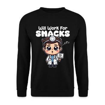 FUNKTIONIERT FÜR SNACKS - DOCTOR GIFT - Unisex Pullover - Schwarz - Vorne - Alina (178cm) & Michal (187cm)
