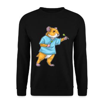 Hamster Dart Dartpfeil - Unisex Sweatshirt - black - Front - Alina (178cm) & Michal (187cm)