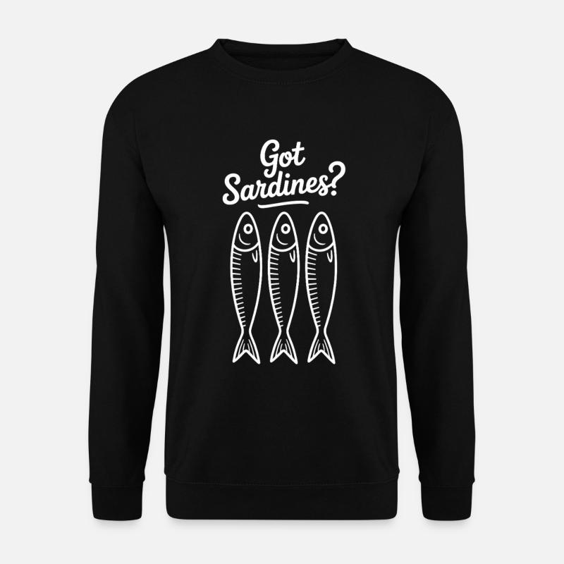 Sardinen Illustration mit Humor - Unisex Pullover - Schwarz
