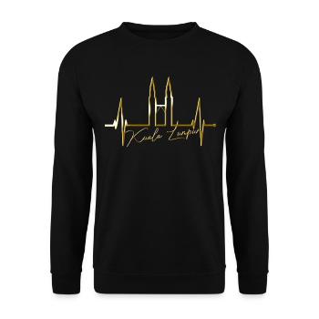 Kuala Lumpur Skyline Heartbeat Malaysia Love KLCC - Unisex Sweatshirt - black - Front - Alina (178cm) & Michal (187cm)