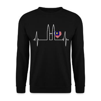 Kuala Lumpur Skyline Heartbeat Malaysia Love KLCC - Unisex Sweatshirt - black - Front - Alina (178cm) & Michal (187cm)
