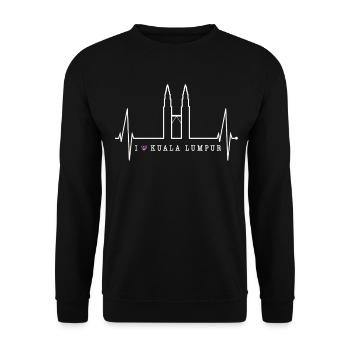 Kuala Lumpur Skyline Heartbeat Malaysia Love KLCC - Unisex Sweatshirt - black - Front - Alina (178cm) & Michal (187cm)