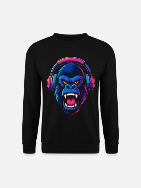 Neon Gorilla With Headphones - Unisex Sweatshirt - black