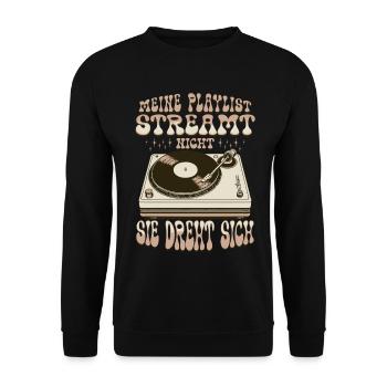 Schallplatten Turntable T-Shirt - Unisex Sweatshirt - black - Front - Alina (178cm) & Michal (187cm)
