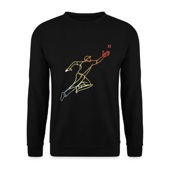 Cricketer Skizze Vintage Look - Unisex Pullover - Schwarz - Vorne - Alina (178cm) & Michal (187cm)