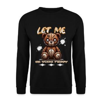 Gruseliger Love Teddy – Let Me Be Your Teddy - Unisex Pullover - Schwarz - Vorne - Alina (178cm) & Michal (187cm)