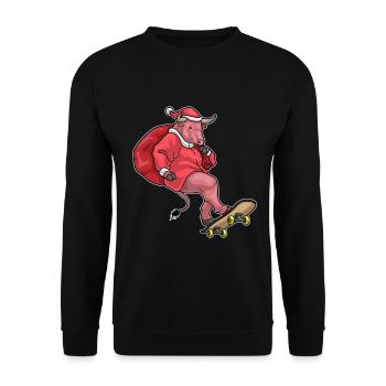 Taurus Christmas Skateboard - Unisex Sweatshirt - black - Front - Alina (178cm) & Michal (187cm)