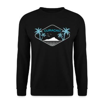 Curacao Island Dream Badge Caribbean Palm Trees Logo - Unisex Sweatshirt - black - Front - Alina (178cm) & Michal (187cm)