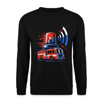 Fire truck with siren - Unisex Sweatshirt - black - Front - Alina (178cm) & Michal (187cm)
