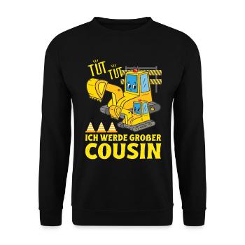 Ich Werde Großer Cousin 2026 Bagger bald Großer - Unisex Pullover - Schwarz - Vorne - Alina (178cm) & Michal (187cm)