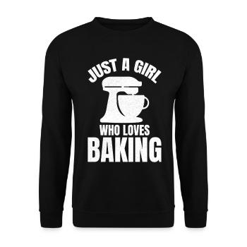 just a girl who loves baking - Unisex Pullover - Schwarz - Vorne - Alina (178cm) & Michal (187cm)