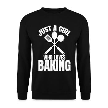 just a girl who loves baking  - Unisex Pullover - Schwarz - Vorne - Alina (178cm) & Michal (187cm)