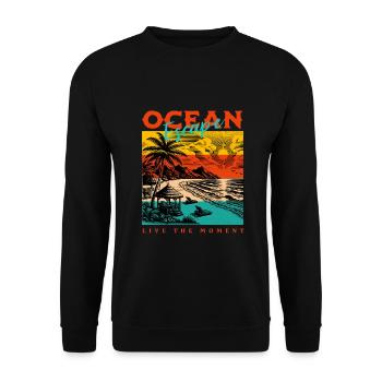 Vintage Beach T-Shirt – Ocean Escape Retro Design - Unisex Sweatshirt - black - Front - Alina (178cm) & Michal (187cm)