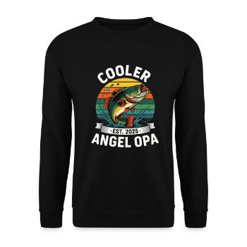 Cooler Angel Opa Fischen Fischerei - Unisex Pullover - Schwarz - Vorne - Alina (178cm) & Michal (187cm)