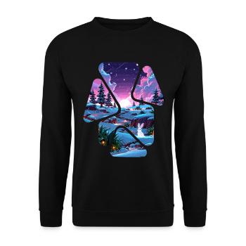 Landscape Snow Puzzle Fantasy - White Rabbit - Unisex Sweatshirt - black - Front - Alina (178cm) & Michal (187cm)