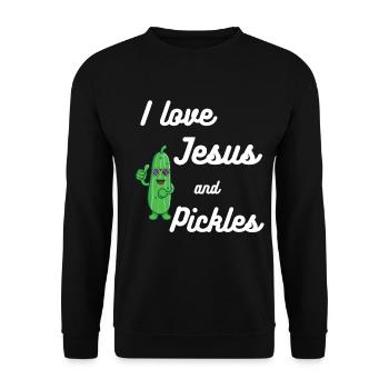 Gurken und Jesus Religiös - Unisex Pullover - Schwarz - Vorne - Alina (178cm) & Michal (187cm)