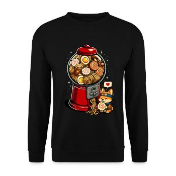 Gummibällchen Ramen Corgi - Unisex Pullover - Schwarz - Vorne - Alina (178cm) & Michal (187cm)