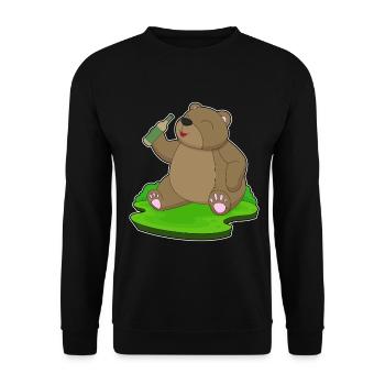 Bär Flasche Bier - Unisex Pullover - Schwarz - Vorne - Alina (178cm) & Michal (187cm)