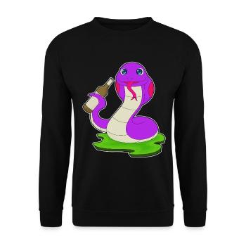 Schlange Flasche Bier - Unisex Pullover - Schwarz - Vorne - Alina (178cm) & Michal (187cm)