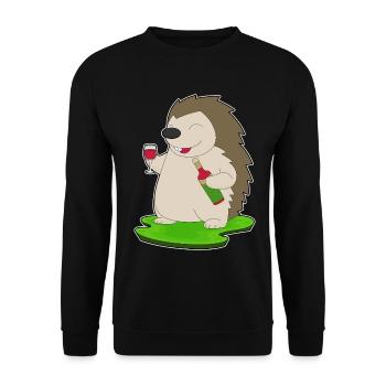 Igel Flasche Rotwein - Unisex Pullover - Schwarz - Vorne - Alina (178cm) & Michal (187cm)