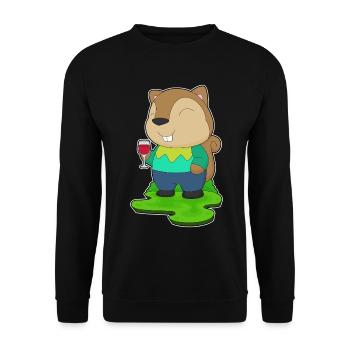 Eichhörnchen Rotwein - Unisex Pullover - Schwarz - Vorne - Alina (178cm) & Michal (187cm)