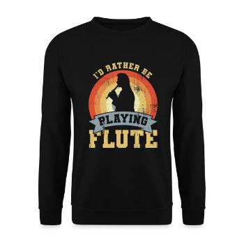 I'd Rather Be Playing Flute - Unisex Sweatshirt - black - Front - Alina (178cm) & Michal (187cm)