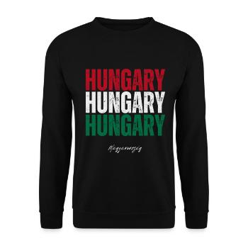 Fierté hongroise, j’aime la Hongrie - Sweat-shirt Unisexe - noir - Devant - Alina (178cm) & Michal (187cm)