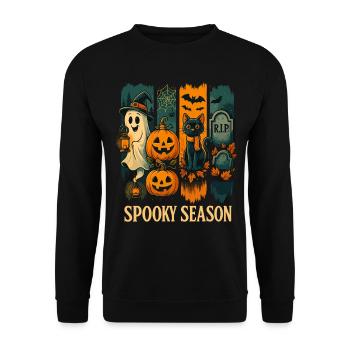 Spooky Season Halloween Vibes - Unisex Sweatshirt - black - Front - Alina (178cm) & Michal (187cm)